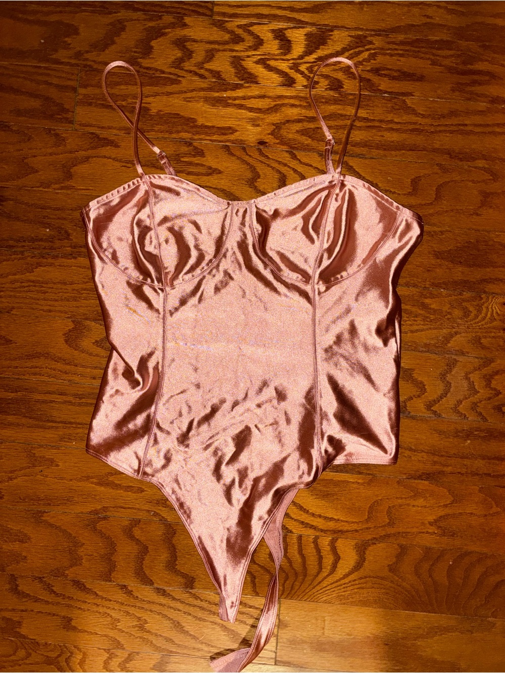 Dusty Rose Satin Corset Bodysuit Bustier Top